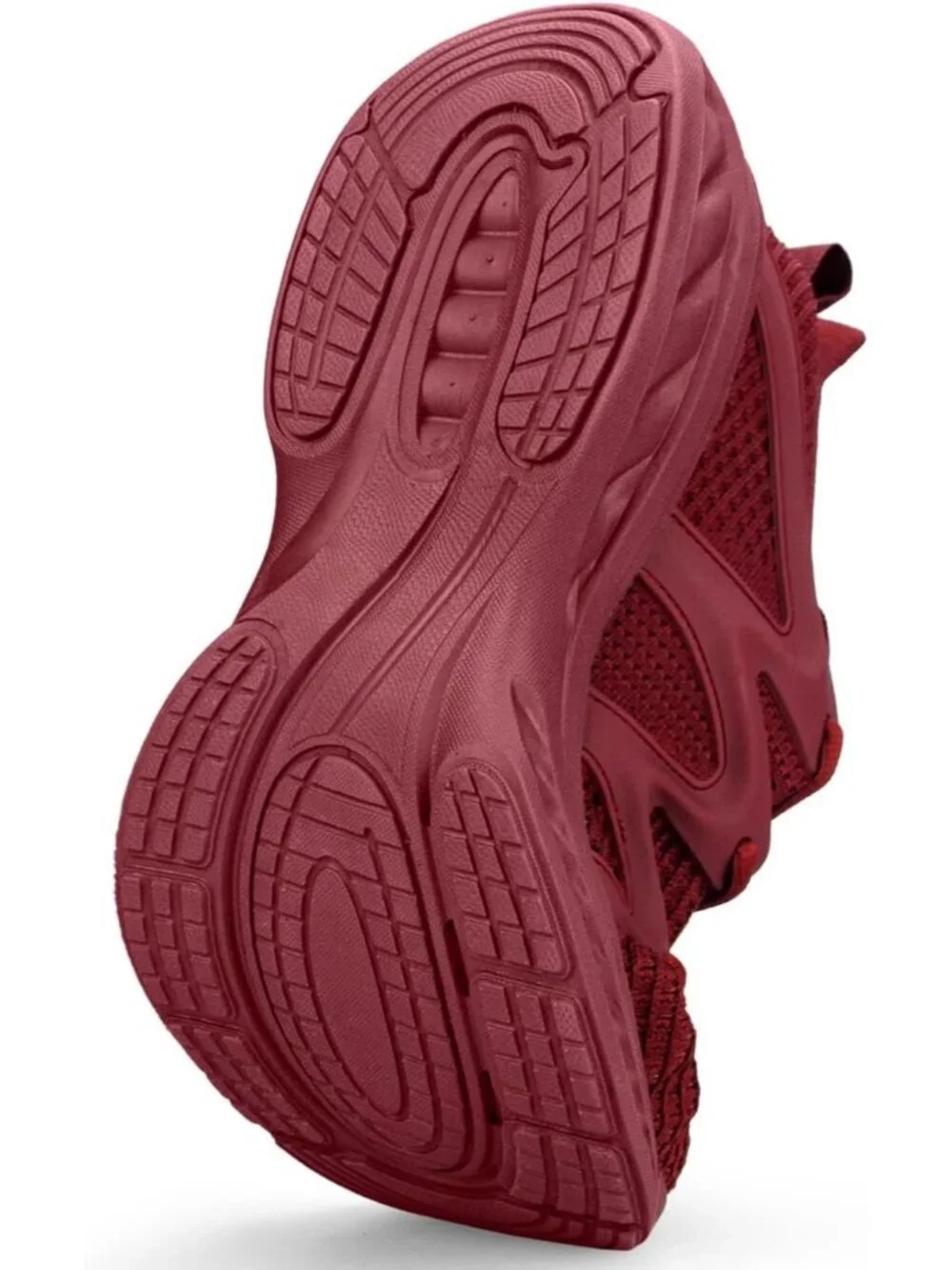 Mens Dark Red Lightweight Breathable Mesh Shock Athletic Slip On Walking Sneaker